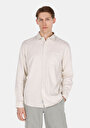 thumb-Afficher les détails de Chemise À Manches Longues Beige Relaxed Fit Droit Lin Homme
