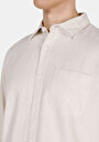 thumb-Afficher les détails de Chemise À Manches Longues Beige Relaxed Fit Droit Lin Homme