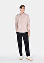 thumb-Afficher les détails de Chemise À Manches Longues Rose Relaxed Fit Droit Lin Homme