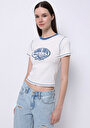 thumb-Afficher les détails de T-shirt À Manches Courtes Blanc Slim Fit Imprimé Femme