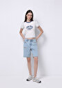 thumb-Afficher les détails de T-shirt À Manches Courtes Blanc Slim Fit Imprimé Femme