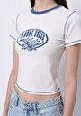 thumb-Afficher les détails de T-shirt À Manches Courtes Blanc Slim Fit Imprimé Femme