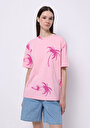 thumb-Afficher les détails de T-shirt À Manches Courtes Rose Regular Fit Imprimé Femme