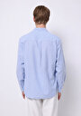 thumb-Afficher les détails de Chemise À Manches Longues Bleu Regular Fit Rayé Lin Homme