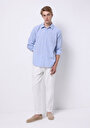 thumb-Afficher les détails de Chemise À Manches Longues Bleu Regular Fit Rayé Lin Homme