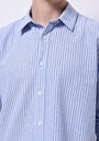 thumb-Afficher les détails de Chemise À Manches Longues Bleu Regular Fit Rayé Lin Homme