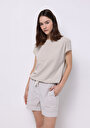 thumb-Afficher les détails de Blouse À Manches Courtes Beige Regular Fit Manches Courtes Femme