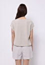 thumb-Afficher les détails de Blouse À Manches Courtes Beige Regular Fit Manches Courtes Femme