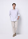 thumb-Afficher les détails de Pantalon Blanc Uzun Medium Rise En Sergé Comfort Fit Homme