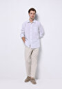 thumb-Afficher les détails de Pantalon Blanc Uzun Medium Rise En Sergé Comfort Fit Homme