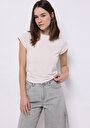 thumb-Afficher les détails de Blouse À Manches Courtes Ecru Slim Fit Manches Courtes Femme