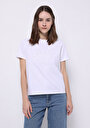 thumb-Afficher les détails de T-shirt À Manches Courtes Blanc Regular Fit Brodé Femme