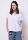 thumb-Afficher les détails de Blouse À Manches Courtes Blanc Regular Fit Manches Courtes Femme