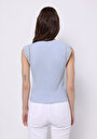 thumb-Afficher les détails de Blouse À Manches Courtes Bleu Slim Fit Manches Courtes Femme
