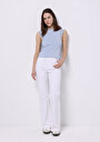thumb-Afficher les détails de Blouse À Manches Courtes Bleu Slim Fit Manches Courtes Femme