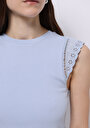 thumb-Afficher les détails de Blouse À Manches Courtes Bleu Slim Fit Manches Courtes Femme