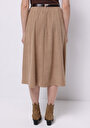 thumb-Afficher les détails de Jupe Beige Midi Droit Ratière Mdi Femme
