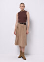 thumb-Afficher les détails de Jupe Beige Midi Droit Ratière Mdi Femme