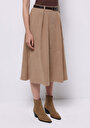 thumb-Afficher les détails de Jupe Beige Midi Droit Ratière Mdi Femme