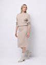 thumb-Afficher les détails de Jupe Beige Slim Fit Droit Côtelé Mdi Femme