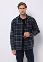 thumb-Afficher les détails de Chemise À Manches Longues Bleu Comfort Fit Plaid Sergé Homme