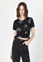 thumb-Afficher les détails de T-shirt À Manches Courtes Noir   Femme