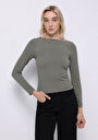 thumb-Afficher les détails de T-shirt Vert Slim Fit Manches Longues  Femme