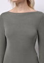 thumb-Afficher les détails de T-shirt Vert Slim Fit Manches Longues  Femme