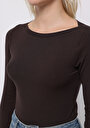 thumb-Afficher les détails de T-shirt Marron Slim Fit Manches Longues  Femme