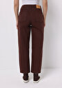 thumb-Afficher les détails de Pantalon Marron Straight Leg High Rise En Sergé Barrel Fit Femme
