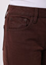 thumb-Afficher les détails de Pantalon Marron Straight Leg High Rise En Sergé Barrel Fit Femme