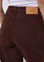 thumb-Afficher les détails de Pantalon Marron Straight Leg High Rise En Sergé Barrel Fit Femme