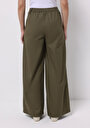 thumb-Afficher les détails de Pantalon Kaki Wide Leg Medium Rise En Sergé Regular Fit Femme