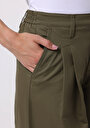 thumb-Afficher les détails de Pantalon Kaki Wide Leg Medium Rise En Sergé Regular Fit Femme