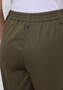 thumb-Afficher les détails de Pantalon Kaki Wide Leg Medium Rise En Sergé Regular Fit Femme