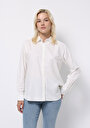 thumb-Afficher les détails de Chemise À Manches Longues Blanc Regular Fit Droit Sergé Femme