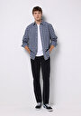 thumb-Afficher les détails de Chemise À Manches Longues Marine Regular Fit Plaid Sergé Homme