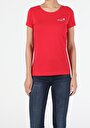 thumb-Afficher les détails de T-shirt À Manches Courtes Rouge Slim Fit  Femme