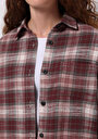 thumb-Afficher les détails de Chemise À Manches Longues Rose Regular Fit Plaid Sergé Femme