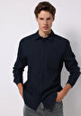 thumb-Afficher les détails de Chemise À Manches Longues Marine Slim Fit Plaid Ratière Homme