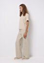 thumb-Afficher les détails de Pantalon Beige Wide Leg High Rise En Sergé Berry Fit Femme