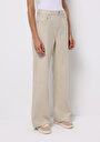thumb-Afficher les détails de Pantalon Beige Wide Leg High Rise En Sergé Berry Fit Femme