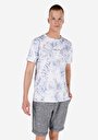 thumb-Afficher les détails de T-shirt À Manches Courtes Bleu Regular Fit Imprimé Homme