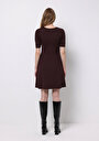 thumb-Afficher les détails de Robe Bordeaux Slim Fit Manches Courtes Mini Tricots Femme