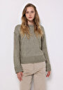 thumb-Afficher les détails de Pull Vert Regular Fit Manches Longues  Femme