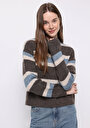 thumb-Afficher les détails de Pull Marron Regular Fit Manches Longues  Femme