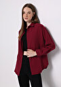 thumb-Afficher les détails de Chemise À Manches Longues Bordeaux Relax Fit Droit Ratière Femme