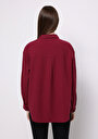 thumb-Afficher les détails de Chemise À Manches Longues Bordeaux Relax Fit Droit Ratière Femme