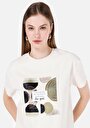 thumb-Afficher les détails de T-shirt À Manches Courtes Ecru Regular Fit Imprimé Femme