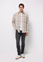 thumb-Afficher les détails de Chemise À Manches Longues Beige Regular Fit Plaid Sergé Homme